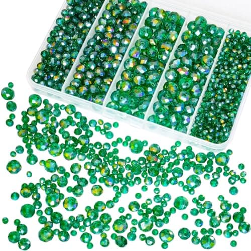 Laopottbeads 800Pcs 46810mm Crystal Glass Beads for Jewelry Making Beads for Bracelets Necklace Pendants Making SuppliesMalachite Green