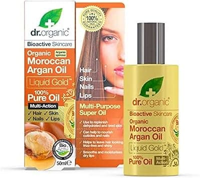 Dr Organic Moroccan Argan Oil 100 Pure Oil Replenishing For Hair Skin Nails Mens Womens Natural Vegan CrueltyFree Paraben SLSFree Organic 50ml Packaging may vary