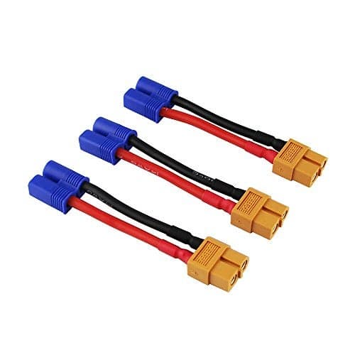 OliYin 3pcs Male EC3 to Female XT60 XT60 Connector Adapter Converter Cable 14awg 196in for RC Lipo BatteryPack of 3