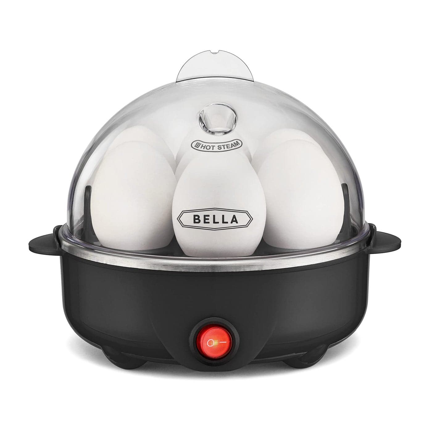 BELLA Rapid Electric Egg Cooker and Poacher with Auto Shut Off for Omelet Soft Medium and Hard Boiled Eggs 7 Egg Capacity Tray 1 Pack Black