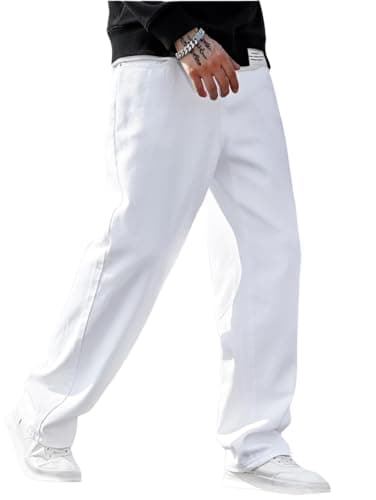 Ben Martin White Men Jeans || Baggy Fit Jean's for Man || Loose Fit High Rise Denim || Stretchable Casual Wear Jean,s || Dance Rap Rapping Style Pant for Men || Denim Cotton Jeans 32 (2)