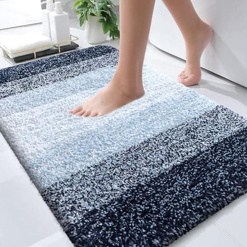 OLANLY Bathroom Rugs Mat 30x20, Extra Soft Absorbent Microfiber Bath Rugs, Rubber Backing, Quick Dry, Machine Washable Bath Mats for Bathroom Floor, Tub and Shower, Home Decor Accessories, Navy Blue