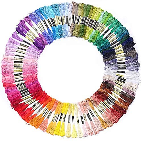 DIY Crafts Rainbow Color Embroidery Floss - Cross Stitch Threads - Friendship Bracelets Floss - Crafts Floss - Skeins Per Pack Set of Embroidery (Pack of 100 Pcs, Bright Medium)
