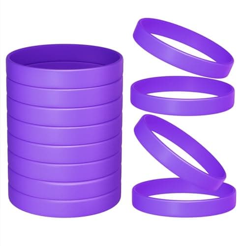 Morcheiong 12 Pieces Silicone Bracelets- Purple Color Blank Rubber Wristbands for Adults Teen Party Favors