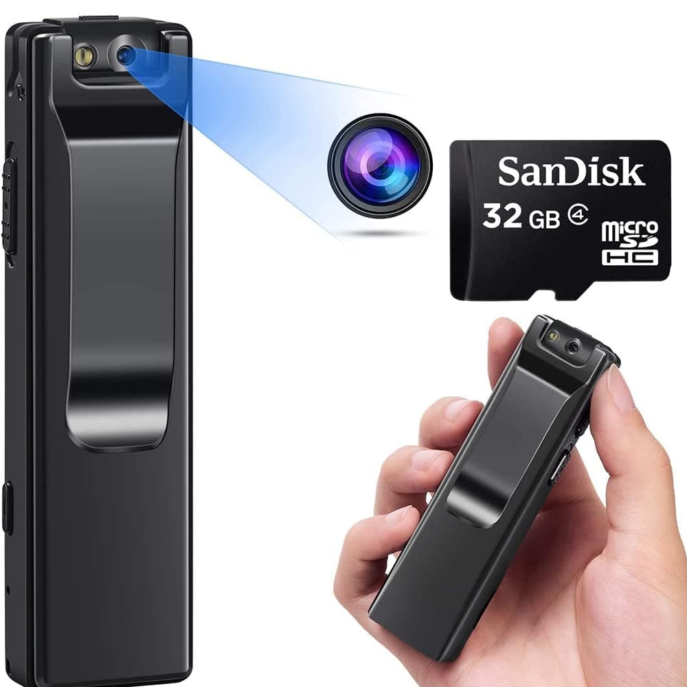 TECHNOVIEW Wired 1080p 5MP 110 Viewing Area A3 Body Camera Portable Device with Long Working Nigh Lamp Motion Activated Indoor and Outddor Security Cam A3 Black
