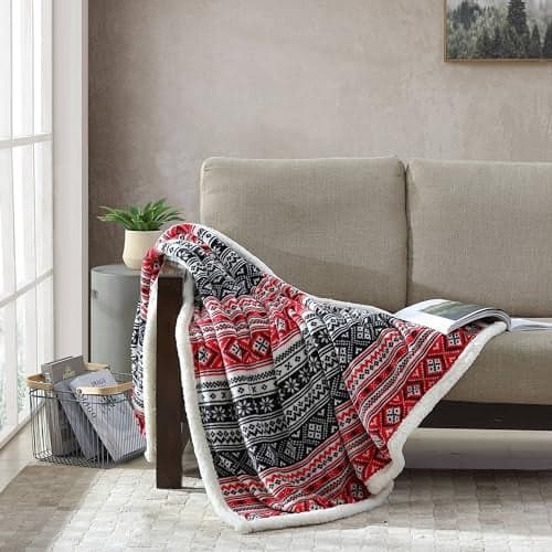 Eddie Bauer - Blanket, Super Soft Reversible Sherpa & Brushed Fleece Bedding, Throw Blankets for Couch, Ideal for Lounging (Fair Isle)