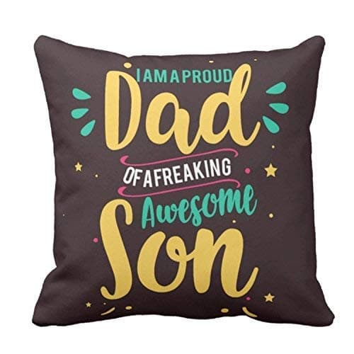 TheYaYaCafe 16 x 16 inches Dad of a Freaking Awesome Son Printed Velvet Cushion Cover Throw Pillow