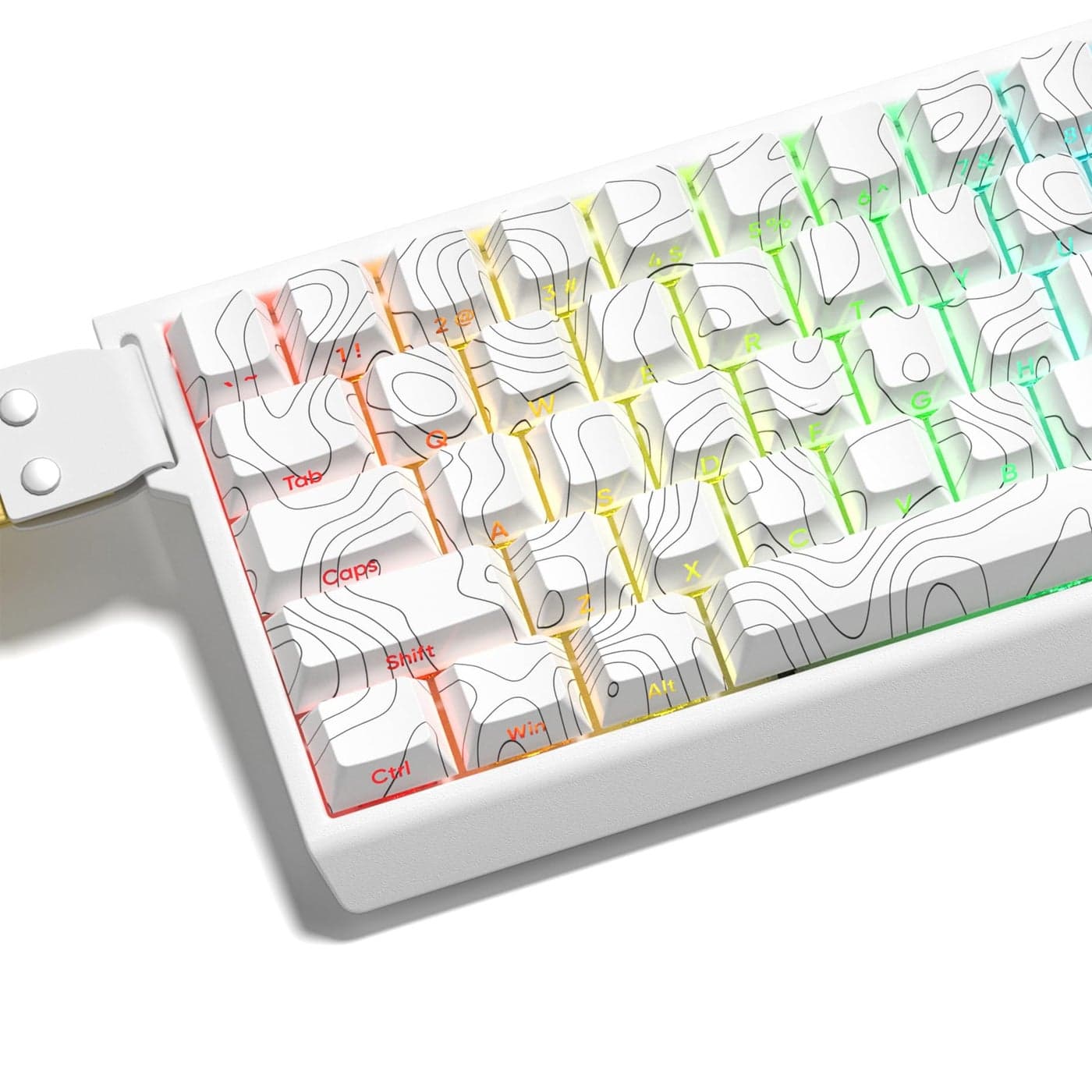 dagaladoo PBT keycap,White Topographic keycaps 60 75 Percent,Shine Through keycaps,Side Printed Key Cap,Cherry Profile keycaps for100%, 75%, 65%, 60% Keyboard(Black line,only keycaps)