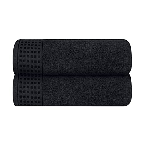 GLAMBURG 100 Cotton 2 Pack Oversized Bath Towel Set 28x55 Inches Ultra Soft Highly Absorbant Compact Quickdry Lightweight Large Bath Towels Ideal for Gym Travel Camp Pool Black