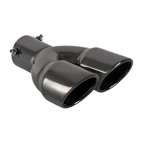 OtpOutopa Dual Exhaust Tip 2.5 inch Inlet, Universal Car Exhaust Pipe Tail Throat Tail Pipe Stainless Steel Y Pipe, Adjustable Car Thickened Muffler Slant Cut Tip (Straight,Black Paint)