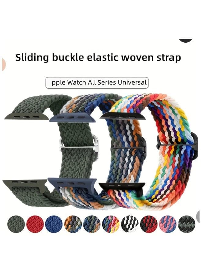 Nylon Braided Loop Strap For Apple Watch Band 49mm 45mm 41mm 44mm 42mm 40mm Adjustable Bracelet For iWatch Ultra2 9 8 7 6 5 4 3 SE