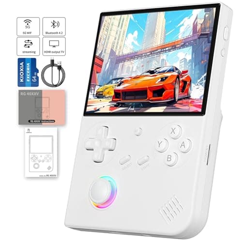 RG40XX V Handheld Game Consoles RG40XXV Retro Game Console Builtin 64G TF Card RG 40XXV Portable Gaming Console Linux 64bit System Supports WiFi Bluetooth HDMI and TV Output Black White