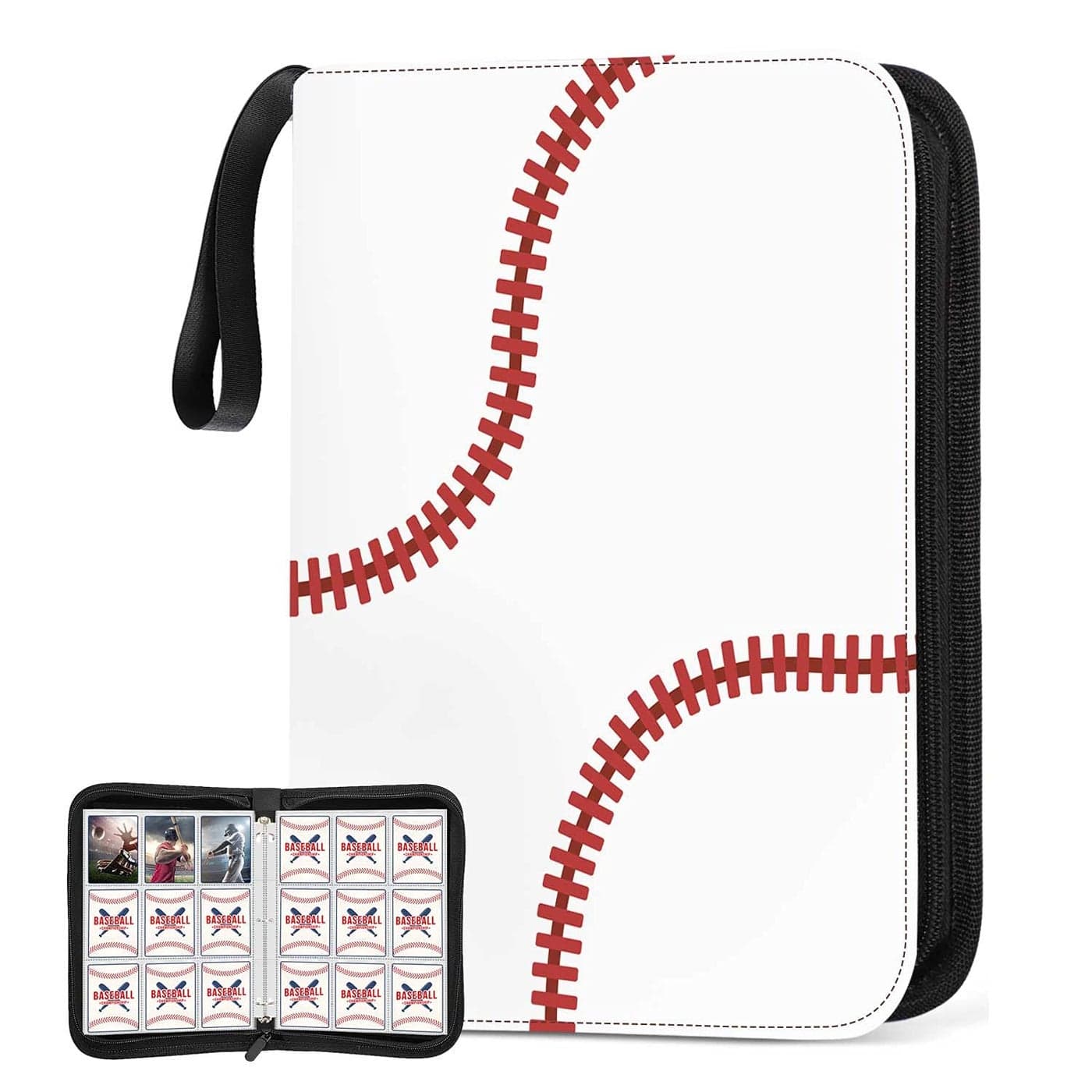Trading Card Binder Album PU Leather Baseball Card Binder with 900 Side Loading Pockets Double Sided Pocket Zipper Card Binder for MTC TCG Game Cards Sports Cards Baseball