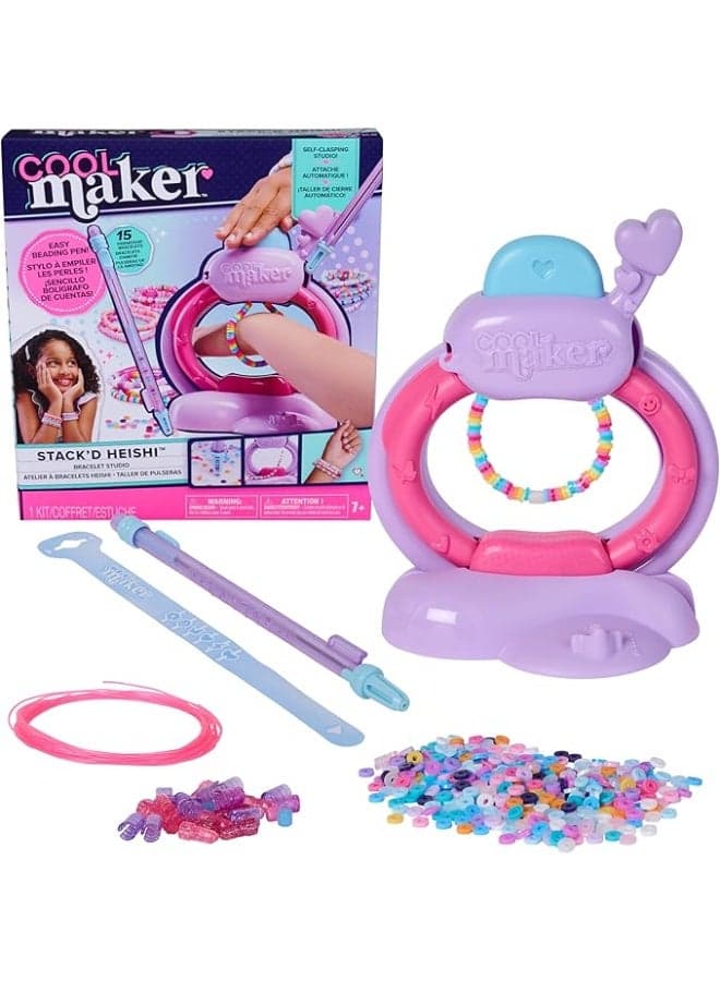 Cool Maker Stack’D Heishi Bracelet Studio | DIY Bracelet Making Kit with 1200+ Beads | Easy No-Thread Jewelry Maker for Kids Ages 8+