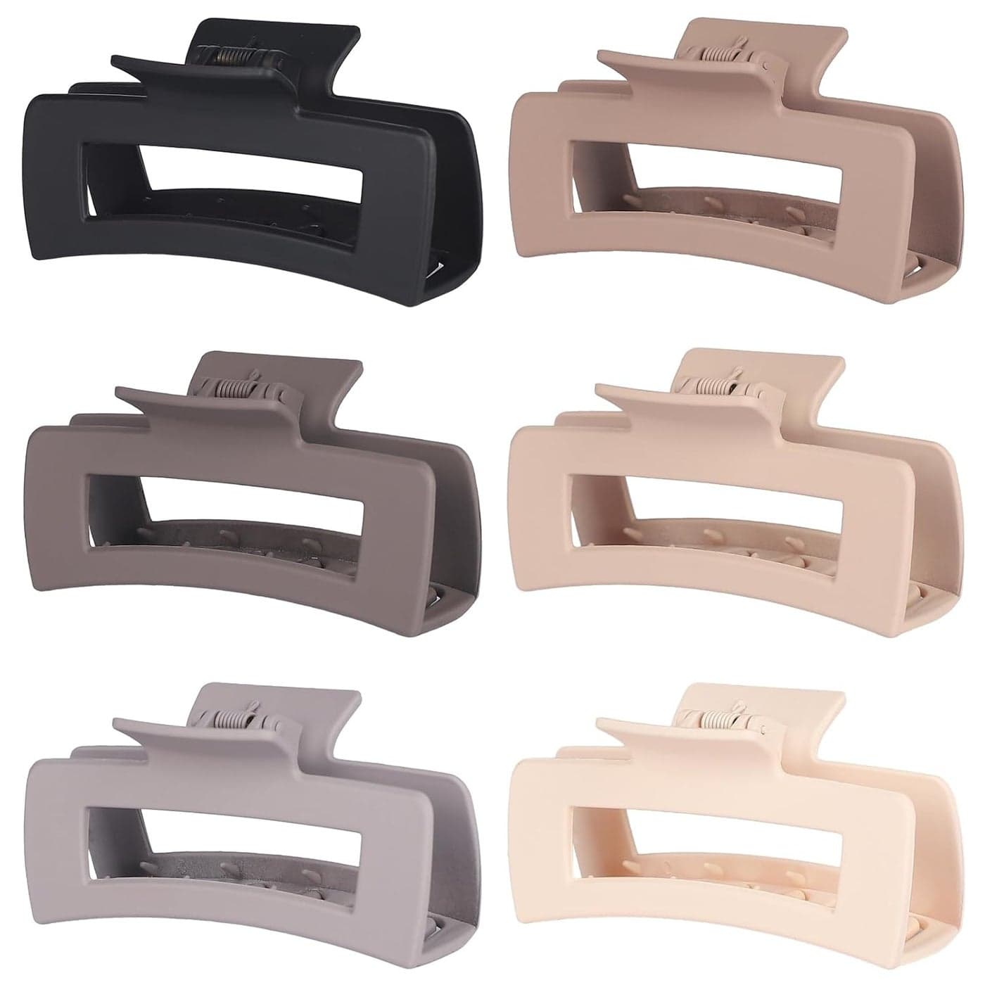 4 Inch Big Hair Claw Clips 6 Pcs Large Claw Clips for Thick Hair Square Hair Clips for Women Rectangle Hair Clips Banana Jaw Clips Hair Accessories for Girls Chocolate