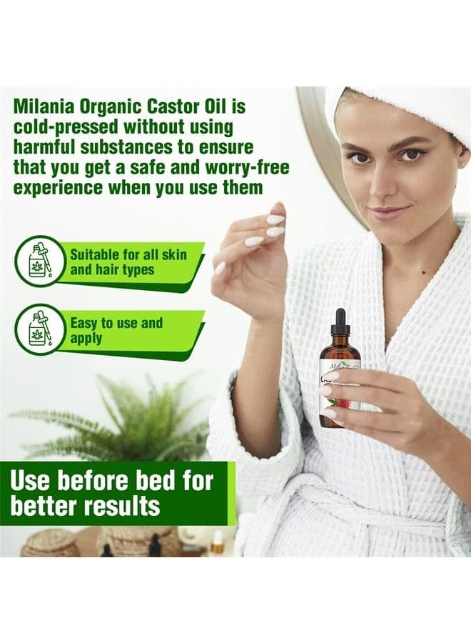 Organic Castor Oil-100% Pure Cold-Pressed Beauty & Skincare Serum-Eyelash & Eyebrow Hair Growth Enhancer-Natural Conditioner