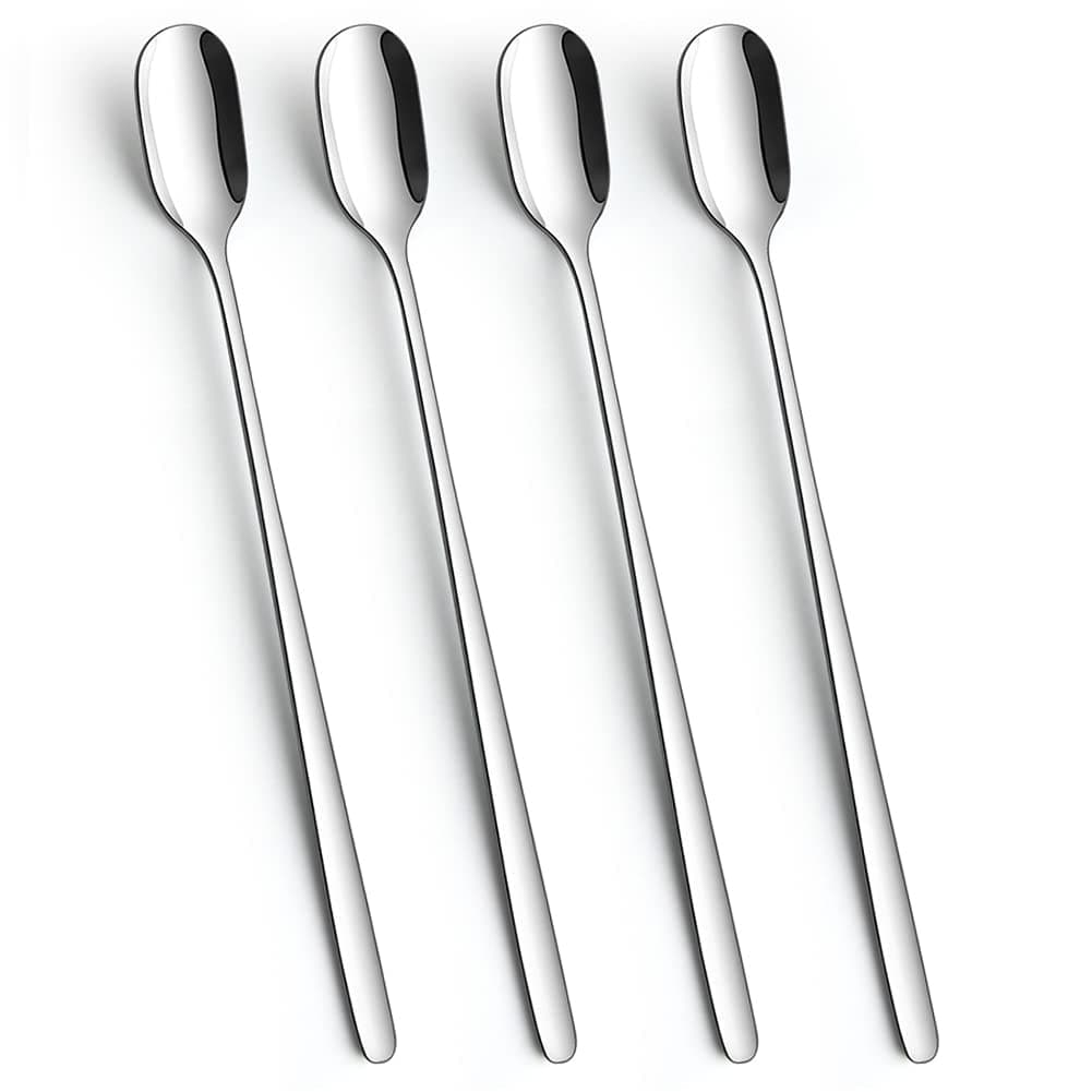 AYFDISHS Long Handle Ice Tea Spoons 91Inch Stainless Steel Stirring Spoons for Coffee Ice Cream Cocktail Mixing and Cold Drinks Set of 4