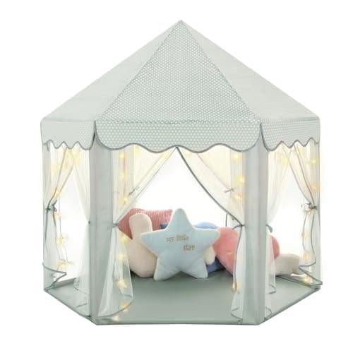 Monobeach Princess Tent Girls Celadon Large Playhouse Kids Castle Play Tent with Star Lights Gift Toy for Children Indoor and Outdoor Games 55 x 53 DxH