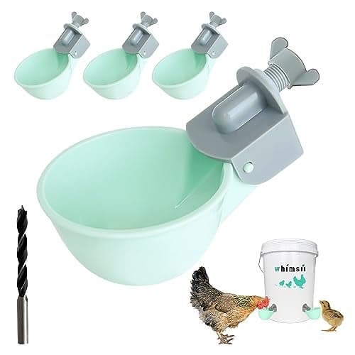 4 Pack Chicken Water Cups Feeder Automatic Chicken Waterer AntiLeak System Holds 50 More Water Suitable for Chicks Chicken Duck Quail Turkey