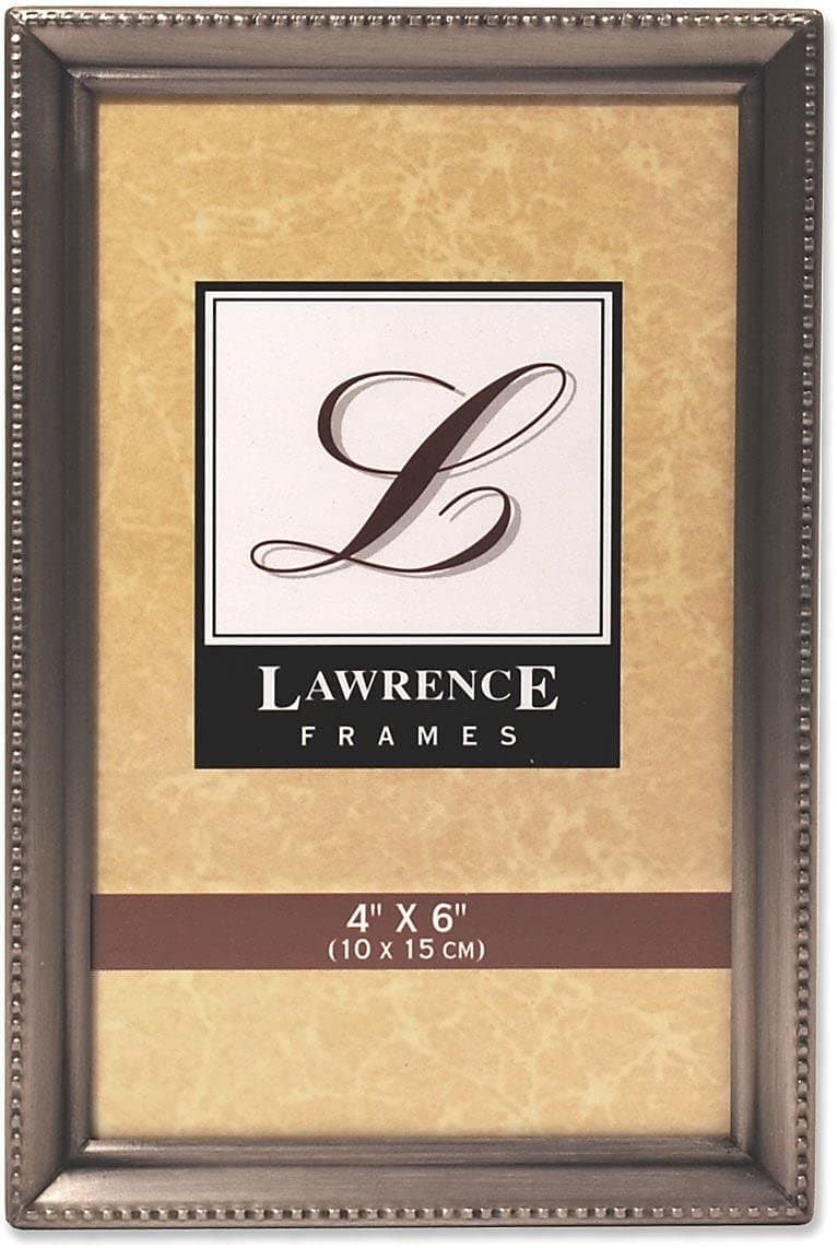 Lawrence Frames 11546 Antique Pewter 4x6 Picture Frame - Bead Border Design