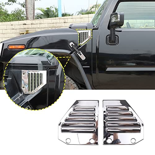 2PCS Car Side Vent Cover Hood Intake Bezel Trim Molding Compatible with 2003-2009 Hummer H2,Side Scoop Hood Cover Car Exterior Accessories (Silver)