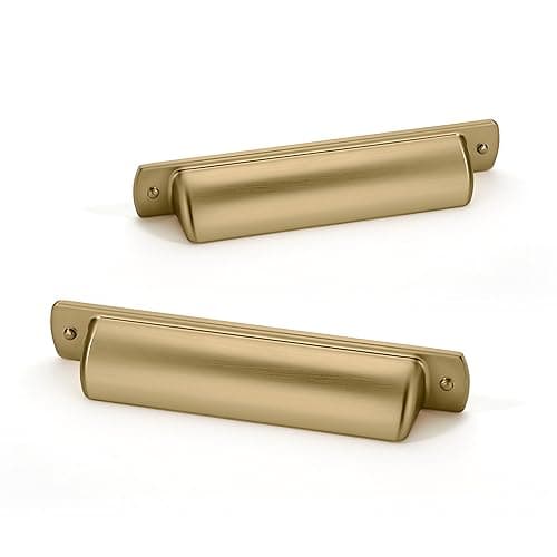 khtumeware 6 Pack 3" Drawer Pulls Champagne Bronze Cabinet Cup Pulls Kitchen Hardware Cabinet Handles Drawer Handles Knobs 3 inch Hole Center