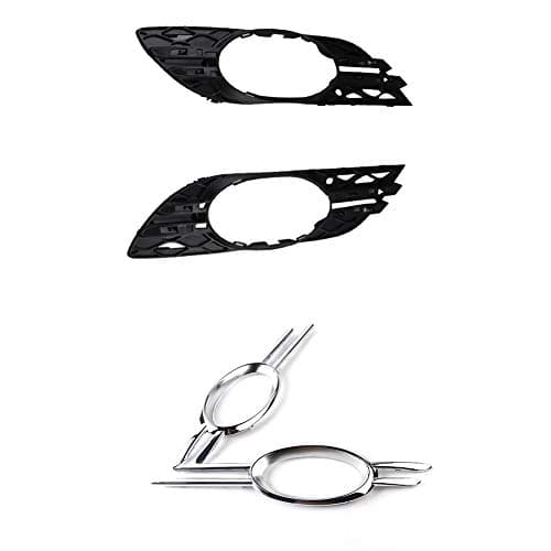 CNUPSM Fog Light Chrome Grille Trim Cover Front Bumper Left & Right 4Pcs Compatible With Mercedes-Benz W211 E320 E350 E550 2007-2009 2118850922/0822 A2118851274/1174