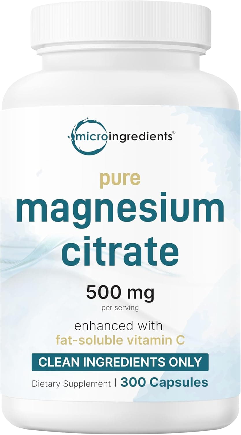 Pure Magnesium Citrate Supplements 500mg 300 Capsules FatSoluble Vitamin C Added 100 Chelated Supports Digestion Muscle Heart Health Only Active Ingredients