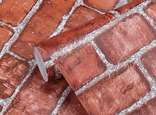 Coavas Brick Wallpaper Peel and Stick Red Faux Brick Contact Paper 17.7x393.7 Inches Removable Wall Paper Adhesive Renter Friendly Wallpaper Bathroom Wallpaper Farmhouse Kitchen Backsplash