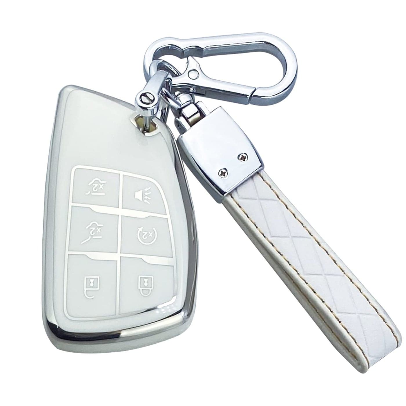 Yuebutor Key Fob Cover Case Compatible with Chevy 20212023 Suburban Tahoe GMC Yukon Buick Encore Avenir Accessories Shell White