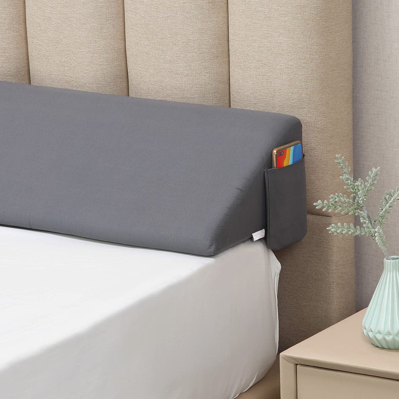 Vekkia Cal King Size Bed Wedge PillowHeadboard Pillow Mattress Wedge Gap FillerClose Gap 06 Between Headboard and Mattress Gray 72x10x6