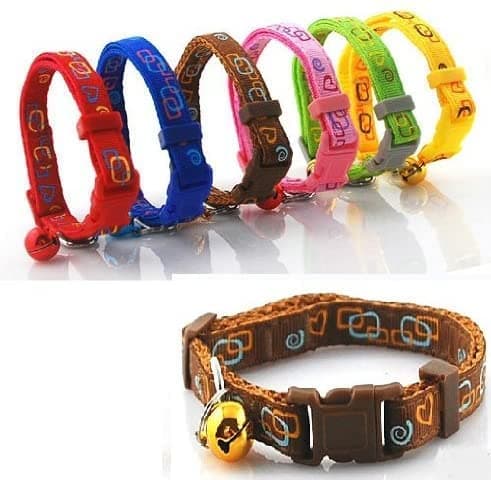 Pets Empire Cute Printed Dog & Cat Collar with Bell – Adjustable Breakaway Safety Collar for Puppies & Kittens, Neck Girth 19–32 cm (Multicolor)
