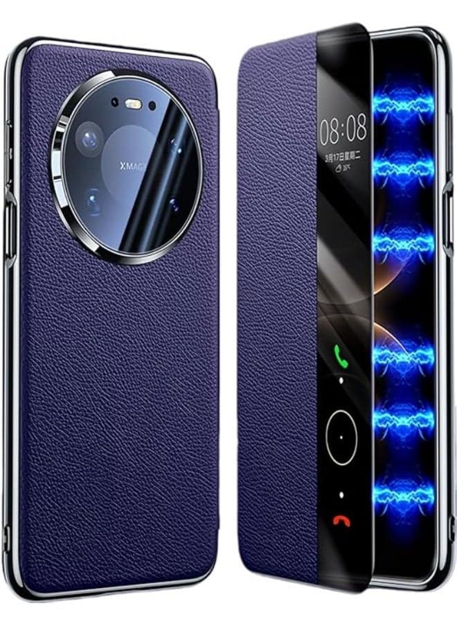 Flip Case Compatible with Huawei Mate 80 Pro Max Case Clear View Smart Window Luxury Flip Slim Hard PC Leather Shockproof Protective Case for Mate 80 Pro Max