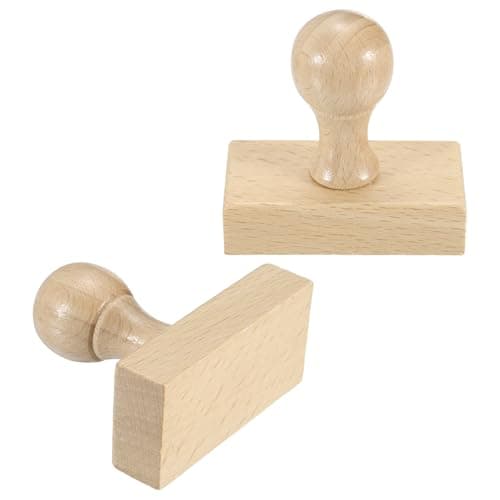 PATIKIL 60x30mm Wooden Stamp Round Handle 2 Pcs Wooden Stamp Mounts Beech Wood Blank Seal for DIY Making Crafting Scrapbooking Card Diary Wood Color