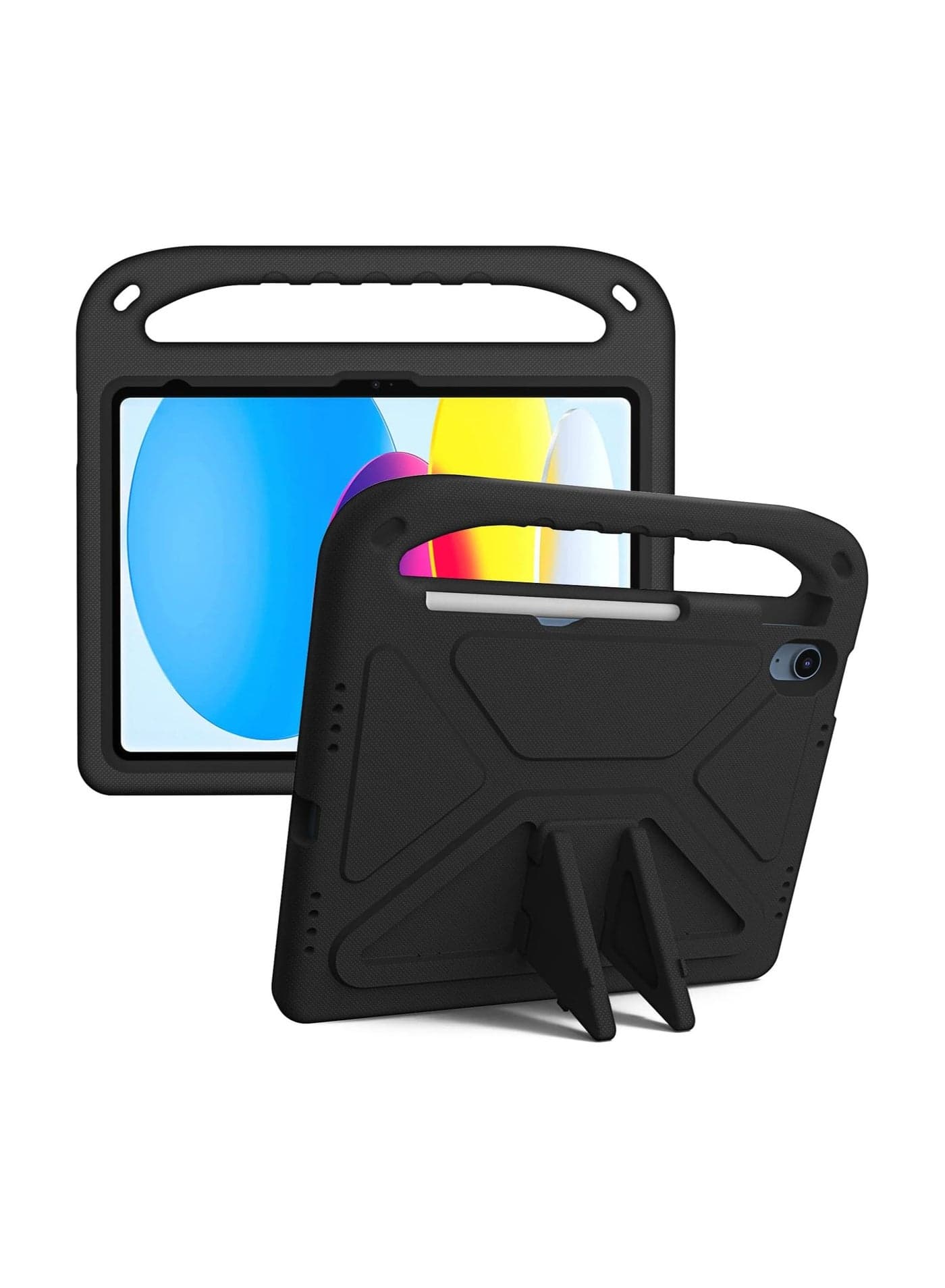 Kids Case for iPad A16 11 inch 2025 (11th Gen) iPad 10th Generation (10.9 2022): Durable Shockproof Lightweight Stand Cover with Handle for Kids (Black)