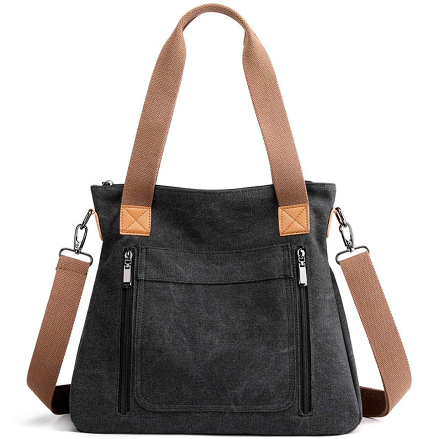 Women's Canvas Tote Handbags Vintage Casual Shoulder Work Bag Crossbody Purses (Black) One Size