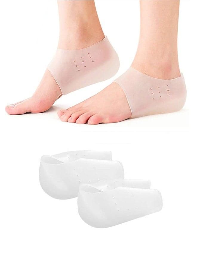 Invisible Height Increase Enhancers - Soft Silicone Concealed Footbed Heel Cushion Lift Inserts with Breathable Half Heel Socks Protector, Suitable for Men Women - 3.5cm