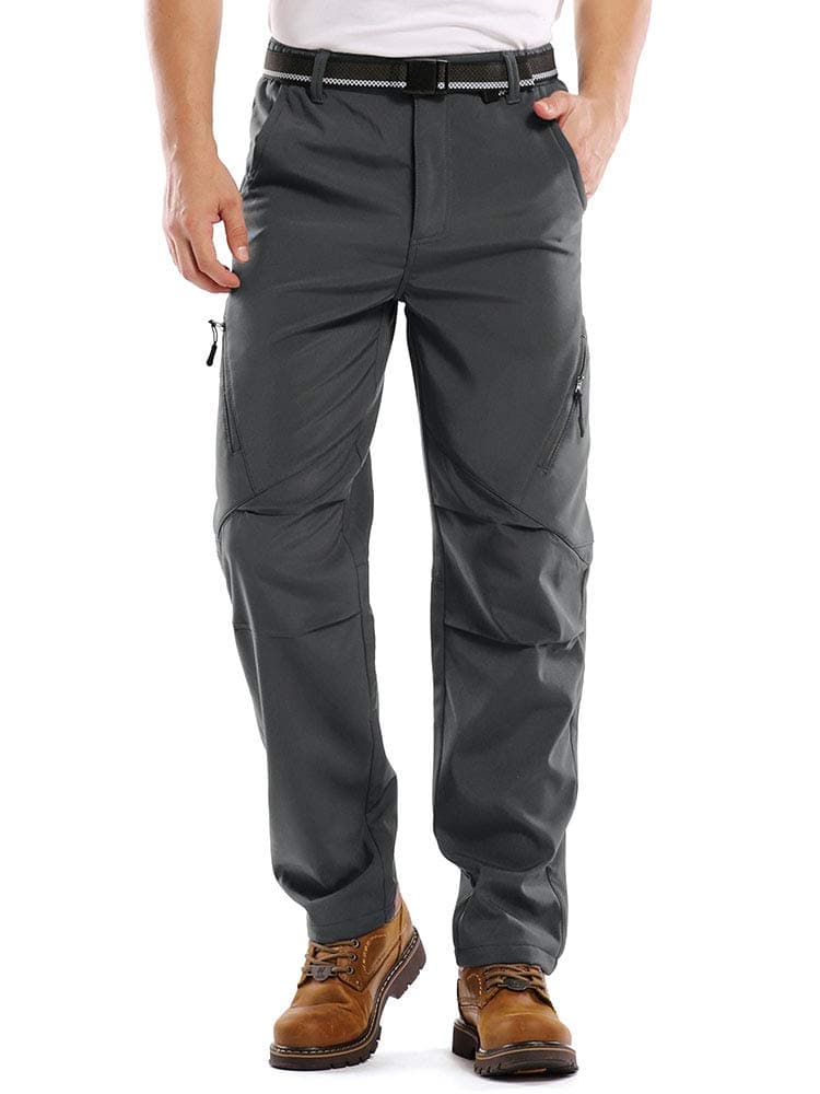 Jessie Kidden Mens Waterproof Hiking Pants, Outdoor Snow Ski Fishing Fleece Lined Insulated Soft Shell Winter Pants (6070 Grey, 36)