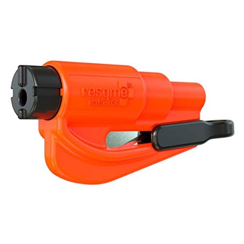 resqme The Original Emergency Keychain Car Escape Tool, 2-in-1 Seatbelt Cutter and Window Breaker, Made in USA, Orange - Compact Emergency Hammer