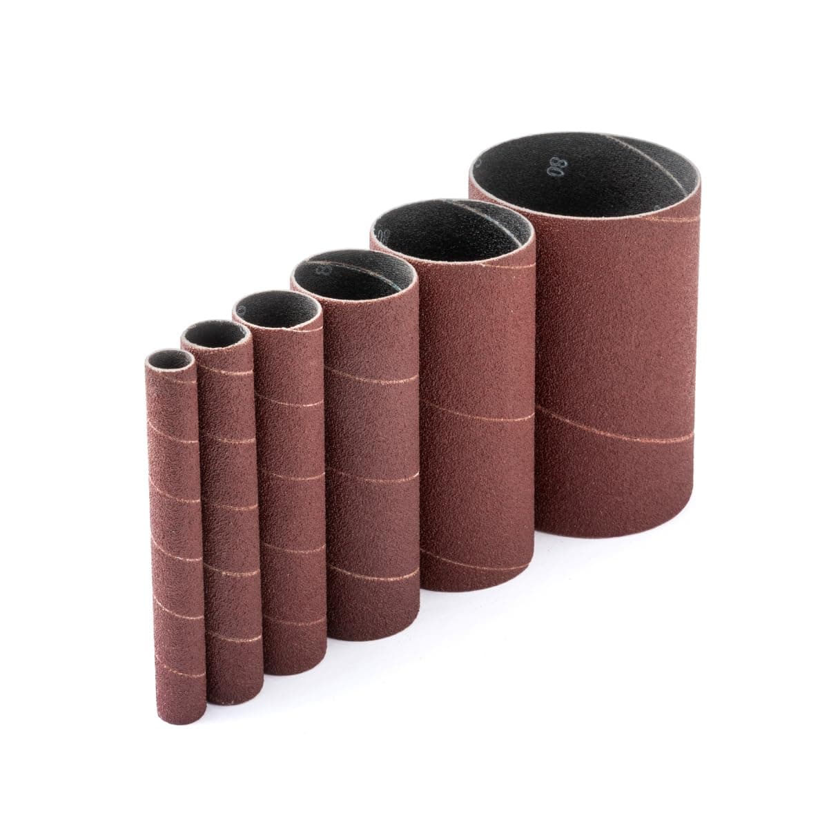 POWERTEC 11204 45 Sanding Sleeves for Spindle Sander 80 Grit Aluminum Oxide Sandpaper Sanding Sleeves 412 Long in 6 Diameters 12 34 1 112 2 and 3 6 Pk