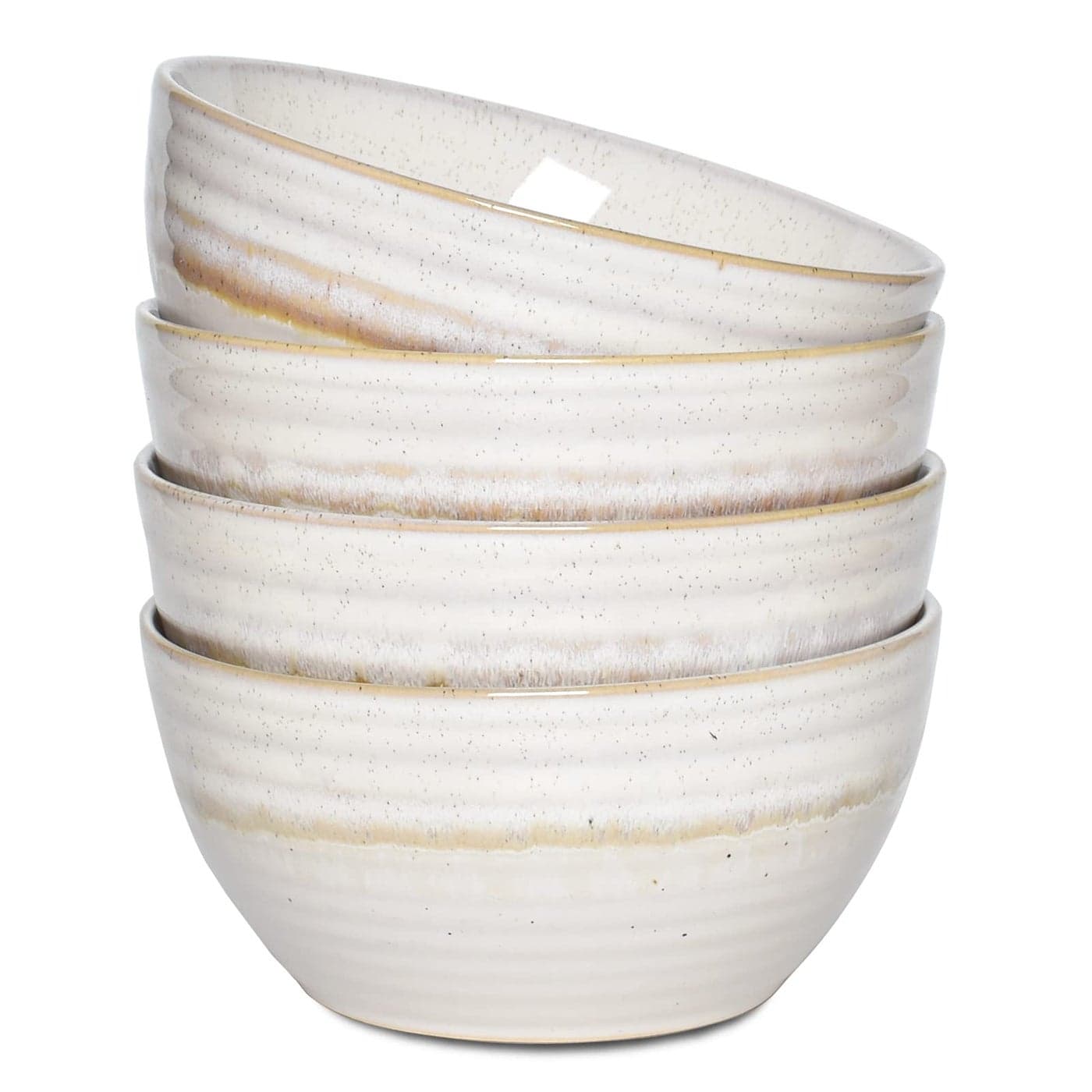 Bosmarlin Ceramic Cereal Bowl Set of 4 26 Oz Soup Bowl for Oatmeal Salad Dishwasher and Microwave Safe Reactive Glaze Brown 6 in