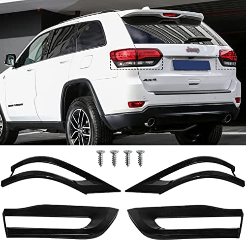 Tail Light Lamp Cover Trim Bezel Glossy Cover Trim Exterior Accessories for Jeep Grand Cherokee 2014-2021 Replacement for 68220968AA 68220970AA 68219812AA 68219813AA(Black)