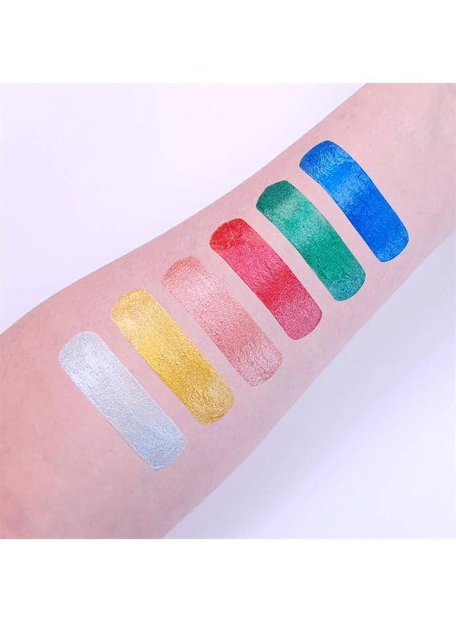Metallic Face Paint Stick/Body Crayon makeup for Face & Body 0.12oz - Easily create metallic designs like a pro! - Set of 6 colours