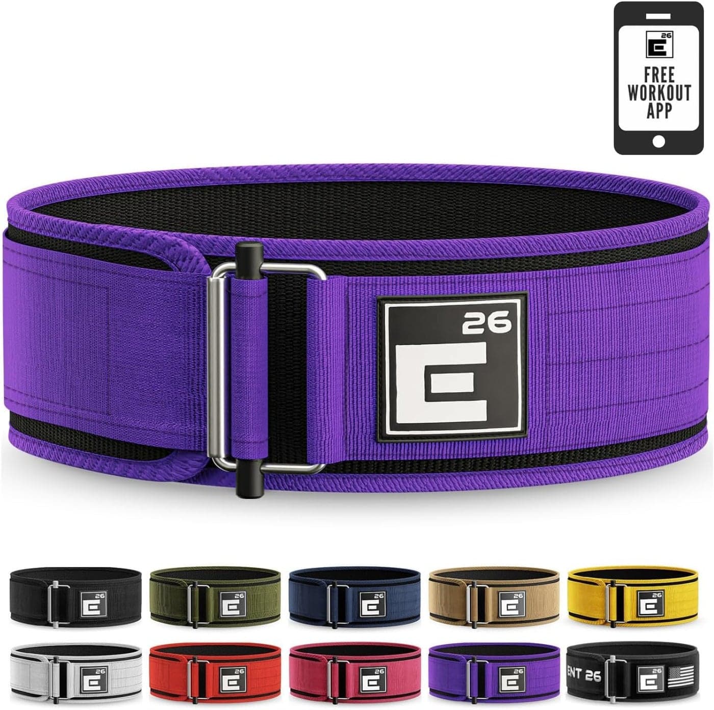 Self-Locking Weight Lifting Belt | Premium Weightlifting Belt for Serious Functional Fitness, Weight Lifting, and Olympic Lifting Athletes (Extra Small, Purple)