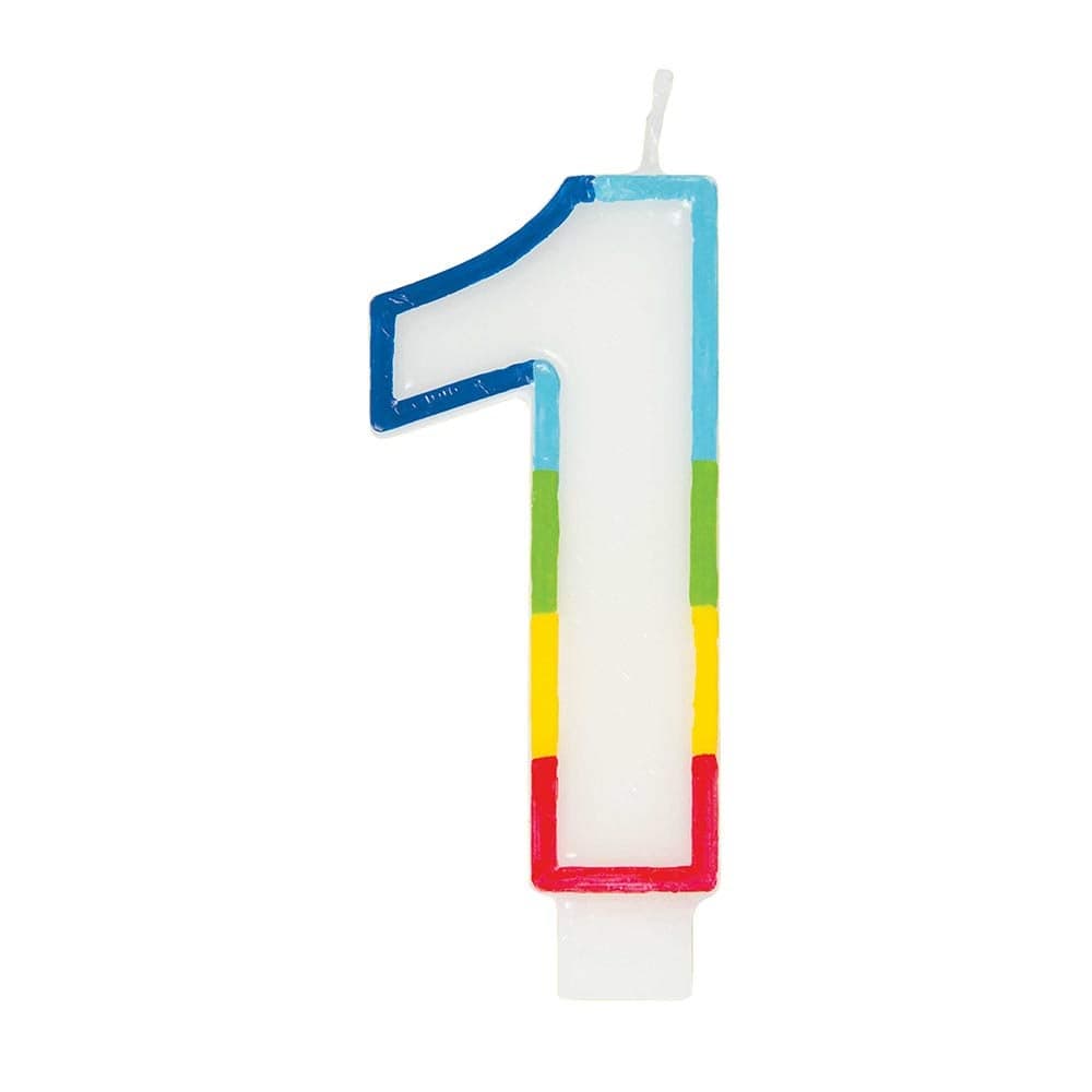 Unique Vibrant Rainbow Border Number 1 Birthday Candle Multicolored EyeCatching Design Perfect for Unforgettable Birthday Celebrations