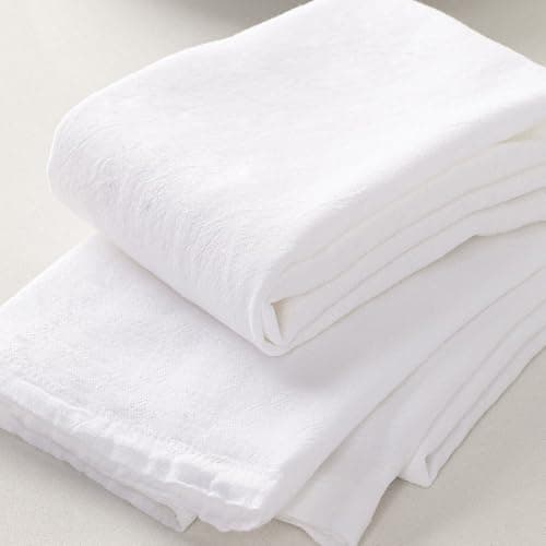 SRP Craft Pack of 6 pcs Flour Sack100% Cotton Kitchen Towel, Highly Absorbent, DIY Embroidery, Drying Glass, Multi-Purpose Kitchen Towels - White Color-Size 27" x 27“ Set of 6 Pcs