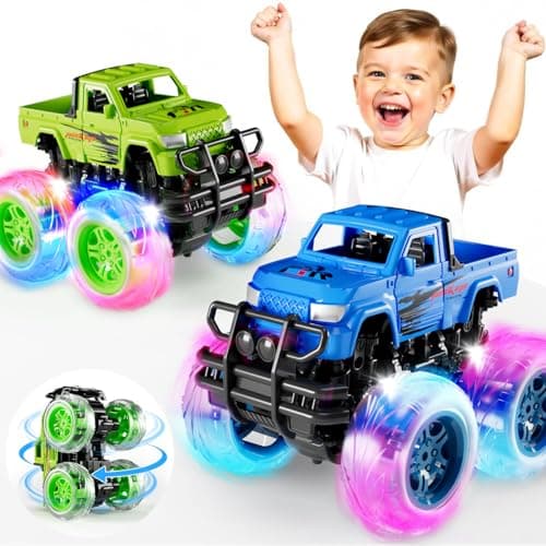 SEPHIX Monster Truck Toys for Toddler Boys Gift2 Pack Trucks for Boys Age 24 LightUp Wheels Monster Trucks for Kids Ages 48Pull Back Cars for 3 Year Old GirlsBirthday Gifts for 3 Year Old Boy