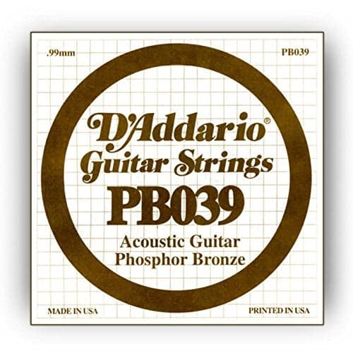 D'Addario PB039 Phosphor Bronze Wound Acoustic Guitar Single String, .039