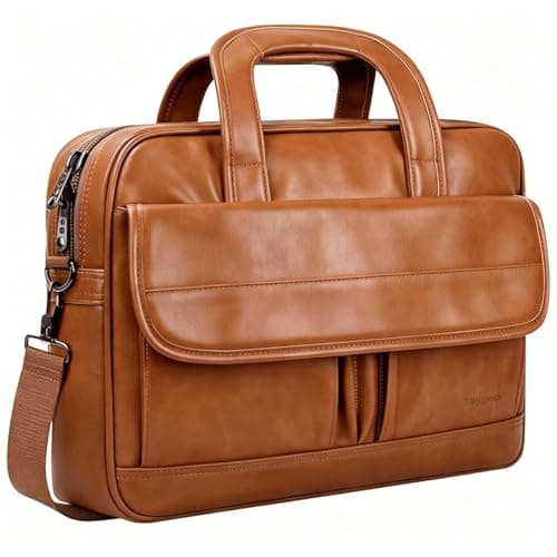 Taygeer Leather Laptop Bag for Men Women Premium Laptop Briefcase Fits Up to 156 Inch Notebook Waterproof Portable Shoulder Messenger Crossbody Bag Carry On Case for Travel Business Office Brown