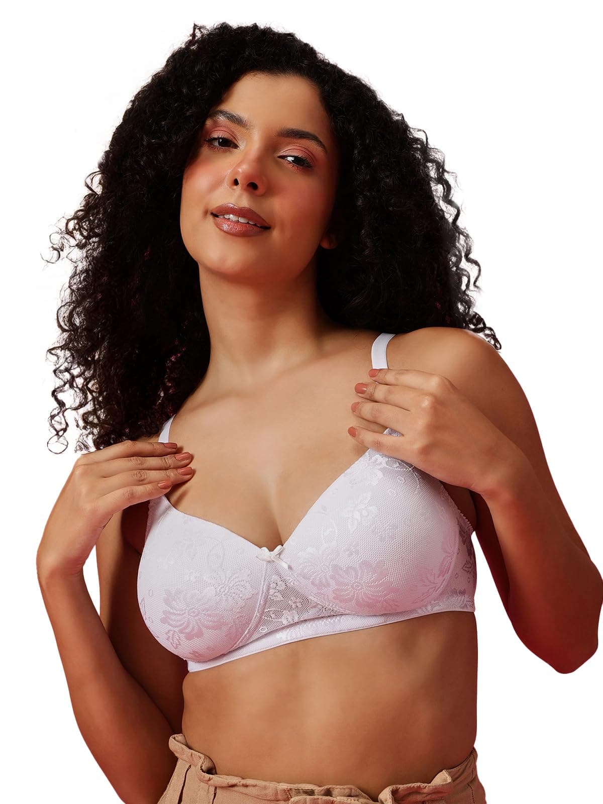 Clovia Lace Padded Non-Wired Bra (BR1479P18_White_40C)